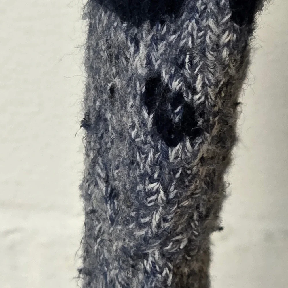 Vintage Cable Knit Fair Isle Sweater Blue Red Floral Navy‎ Leaf Pattern Unisex M